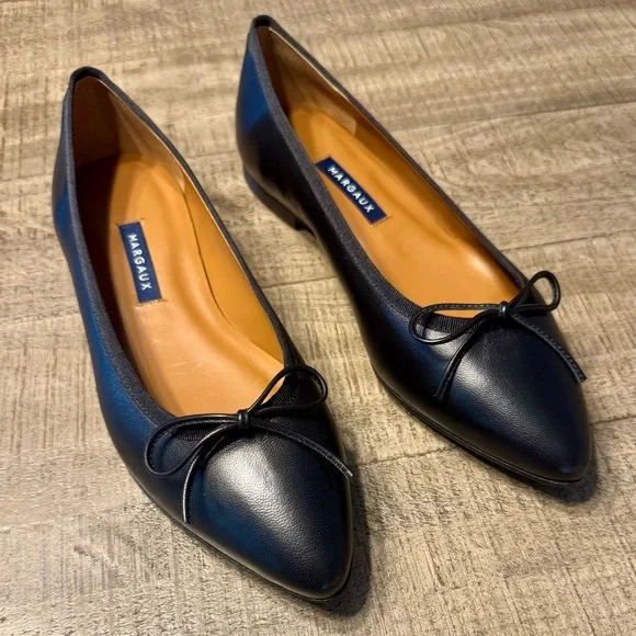 Margaux Black Point Toe Ballet Flat 39.5 New With Box - Picture 1 of 11